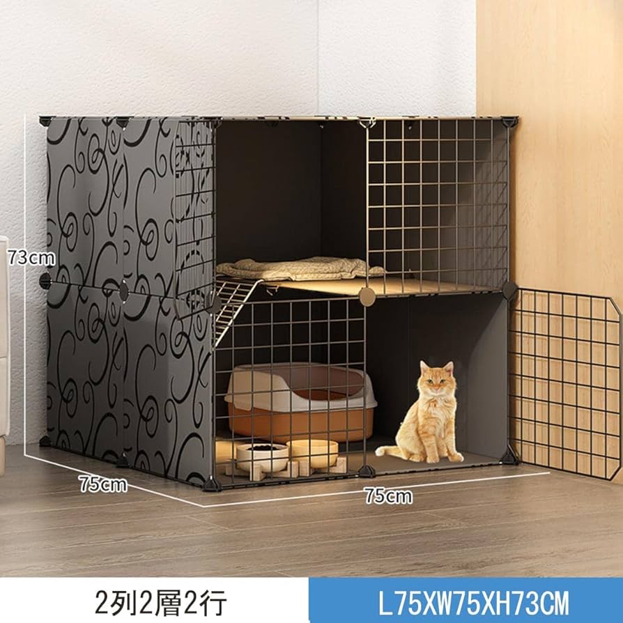 猫ケージ 猫ゲージ ペットケージ 3段 4段 黒 折りたたみ式